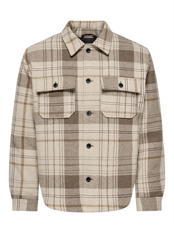 ONLY & SONS Zack Overshirt OTW - Desert Taupe/Checks
